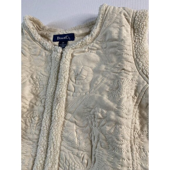Denim & Co. NWT Womens Quilted Lined Ivory Polyester Sleeveless Vest Size 3X - Picture 11 of 11